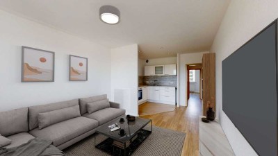 Sag „ja“ zu dieser schicken 2-Raum-Wohnung mit Einbauküche, Balkon u. Blick ins Grüne a...