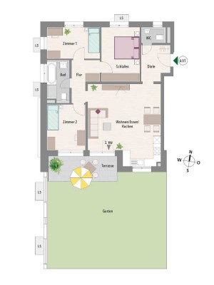 Schöne 4-Zimmer Neubauwohnung mit Garten - Nachmieter gesucht