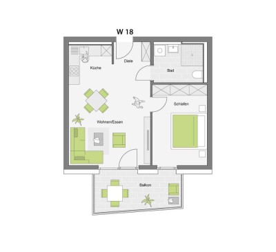 Betreutes Wohnen | 2-Zimmerwohnung im 1. Obergeschoss