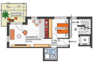 Sonnige 2-Zimmer Wohnung mit Balkon im 2. OG in Crailsheim