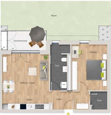 Exklusive 2-Zimmer-EG-Wohnung mit Terrasse und Einbauküche in Bad Schönborn