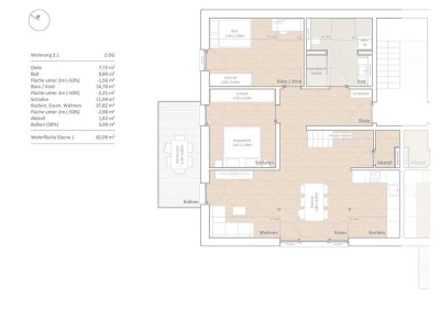 Geschmackvolle, neuwertige 4-Raum-Maisonette-Wohnung mit geh. Innenausstattung mit Balkon und EBK