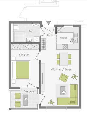 Neuwertige 2-Raum-Wohnung mit Balkon und Einbauküche in Heddesheim