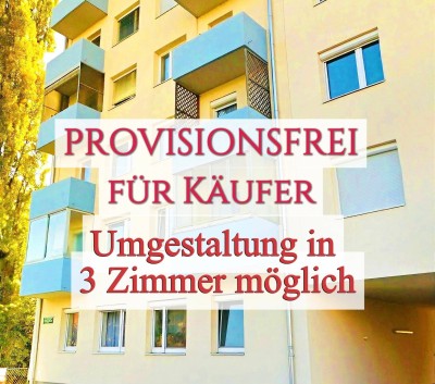 RUHELAGE: WG-taugliche 2-Zimmer-Wohnung mit hofseitigem Balkon (3 Zimmer möglich)