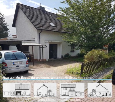 Hus an de Elv — Freistehendes Einfamilienhaus (121 m²) + 743 m² Garten, Elbnähe, Carport