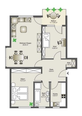Moderne 3-Zimmer Wohnung im Herzen von Olching zu vermieten