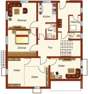 Modernisierte 2-Zimmer Wohnung mit Garten