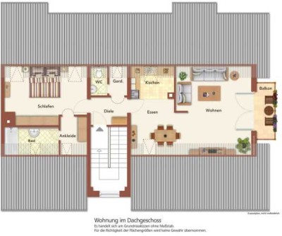 Helle große (69qm) 2-Zimmer-DG-Wohnung mit Balkon, sep. WC, Keller und Tiefgarage in Bayerbach