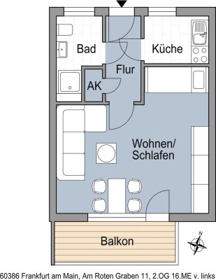 Schicke 1 Zimmerwohnung mit Balkon