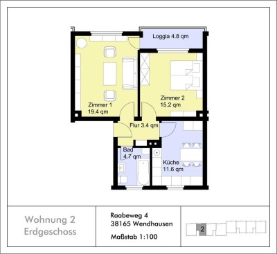 Ansprechende 2-Zimmer-Wohnung mit Balkon in 38165 Lehre Wendhausen