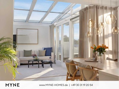 Ferienimmobilie im Miteigentum: Penthouse mit Dachterrasse und Sauna, 2 min vom Strand
