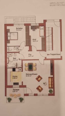 Freundliche, helle 3-Zimmer-Erdgeschosswohnung mit Einbauküche in Einhausen, Kreis Bergstraße