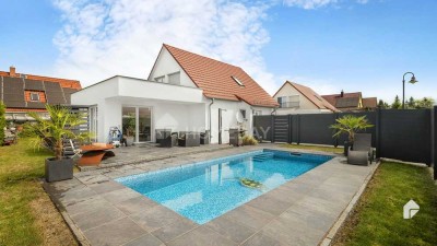 Hochwertiges EFH mit Wärmepumpe, beheizbarem Pool, Dachterrasse und Einbauküche am Rande von Dresden