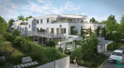 Provisionsfrei für den Käufer! Die Donau vor der Tür – Urlaubstimmung und üppiges Grün in der Fischerzeile, elegante Eigentumswohnungen mit Gärten, Terrassen und Balkone! Garagenplatz inklusive! Schlüsselfertig!
