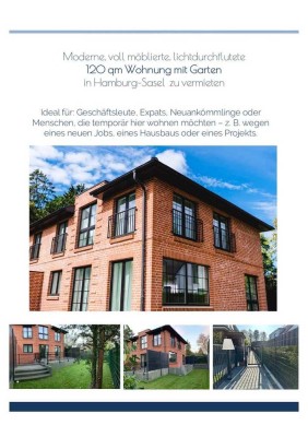 moderne, vollmöblierte, lichtdurchflutete 120qm Wohnung mit Garten in Hamburg-Sasel