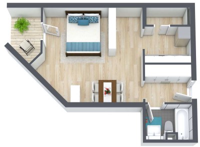 Modernisierte Wohnung mit einem Zimmer sowie Balkon, EBK & Klimaanlage in Nürnberg