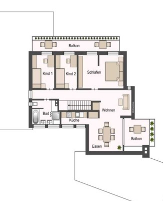 Gepflegte 4-Zimmer-Wohnung, 95 m², 1. OG, eigener Eingang, 2 Balkone, ruhige Lage