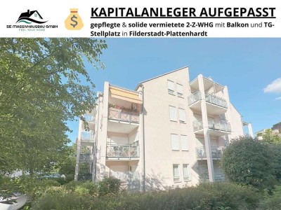 Solide Kapitalanlage in Filderstadt – vermietete 2-Zimmer-Wohnung mit Balkon und TG-Stellplatz