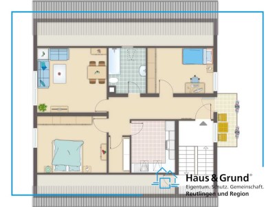 63m² / 3 Zimmer / 1. OG (DG) / Balkon & Stellplatz / in Sondelfingen (RT)