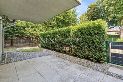 Barrierearme Erdgeschosswohnung mit zwei Terrassen, eigenem Garten und viel Privatsphäre