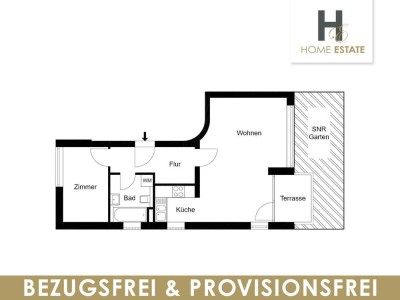 Jetzt wieder verfügbar - 2 Zimmer - Küche - Bad - Garten - Provisionsfrei