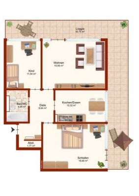 Attraktive 3-Zimmer-Wohnung mit großem Balkon in Kaufbeuren