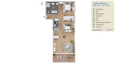 NaturELLA Familienfreundliche 3 Zimmer Neubau-Wohnung