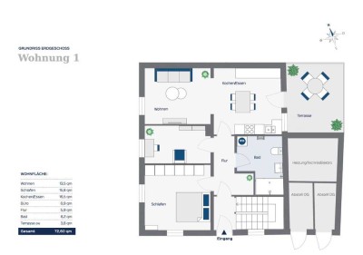 Neuwertige, charmante 3 ZKB EG Wohnung mit Terrasse