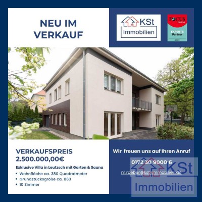 Exklusive Villa in Leutzsch mit Garten, 10 Zimmern, Sauna und Garage – ruhig und naturnah