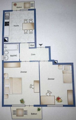 Vollständig renovierte 2-Raum-Wohnung mit Balkon in Pforzheim