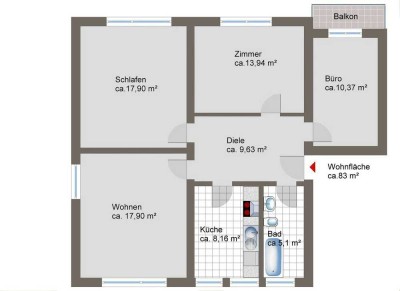 Attraktive und modernisierte 4-Raum-Erdgeschosswohnung in Mainz