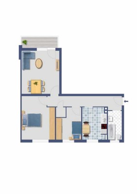 Aufgelockerte Wohnanlage - Balkon, zweckmäßige 2,5 Zimmer Wohnung, als WG vermietet, prov.-frei