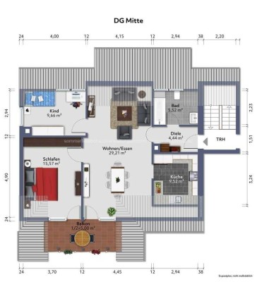 Top sanierte DG-Wohnung mit Klimaanlage/Gartenanteil/Stellplatz/Stilvolle Einbauküche