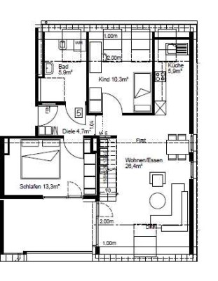 Freundliche 3-Zimmer-Dachgeschosswohnung