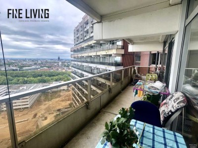 Vermietete 2-Zimmer-Wohnung im 24. Stock mit Tiefgaragenstellplatz und Traum-Ausblick