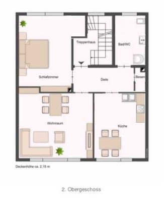 Attraktive und gepflegte 2-Zimmer-DG-Wohnung zur Miete in Remagen-Kripp