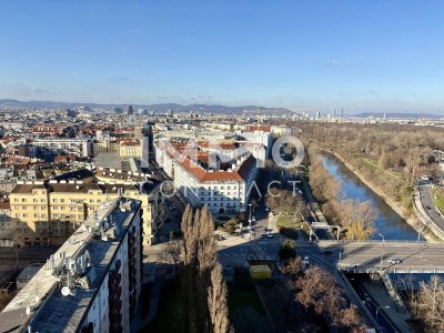 Wohnen im Hochhaus: Ausblick auf City, Kahlenberg &amp; Prater. Concierge, Lounges, Pool am Dach uvm.