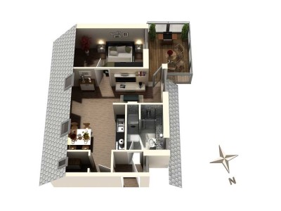 Stilvolle 2-Zimmer-Penthouse-Wohnung in Saulheim mit Balkon.