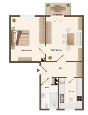 2-Zimmer-Wohnung mit Balkon