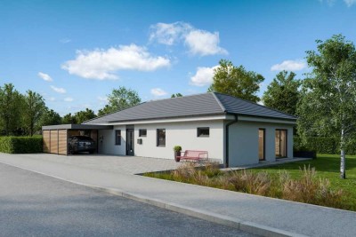 Großzügiger Winkelbungalow mit Walmdach und Terrasse !