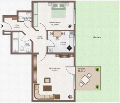 Helle Erdgeschosswohnung mit Garten und Tiefgaragenstellplatz – Ihr neues Zuhause in Gernsheim!