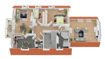 Roßtal: Exklusive 4 Zimmer OG-Wohnung m. Terrasse, Gartenanteil u. Garage, Energieeffizienzklasse B