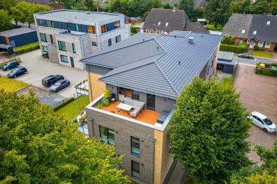 Barrierearme 3-Zi.-Whg. in zentraler Lage von Leck! Große Dachterrasse, Fahrstuhl & Stellplatz!