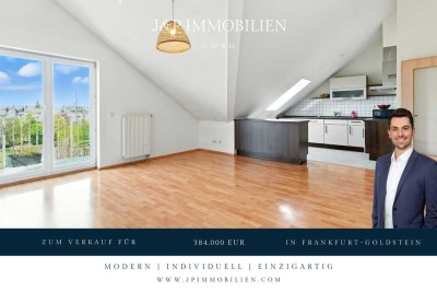 Moderne Dachgeschosswohnung mit Balkon & Taunusblick -zentral in Goldstein