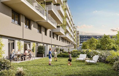 Südliche 4-Zimmer-Penthouse-Wohnung mit Home-Office, zwei großen Terrassen, inkl. Gartenbeete