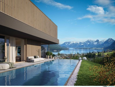 Family living deluxe: 4-Zimmer Garten/Poolwohnung, spektakulärer Wolfgangseeblick