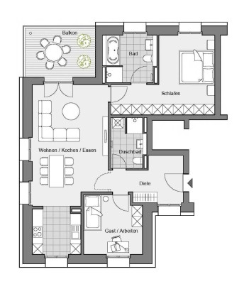 Hochwertig ausgestattete 3-Zi-Wohnung mit Blick ins Rheintal zu vermieten
