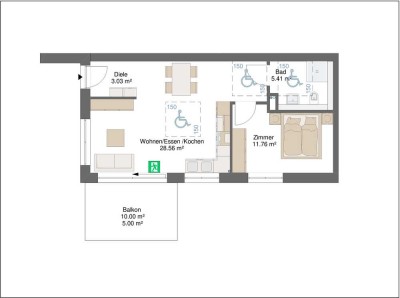 2 Zimmer Neubau Wohnung mit Balkon *provisionsfrei*