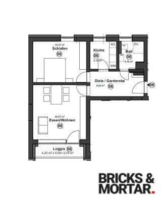 Energetisch Sanierte 2 Zimmerwohnung im 1. Obergeschoss