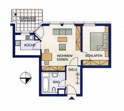 Schöne und gepflegte 2-Zimmer-Terrassenwohnung mit Garten